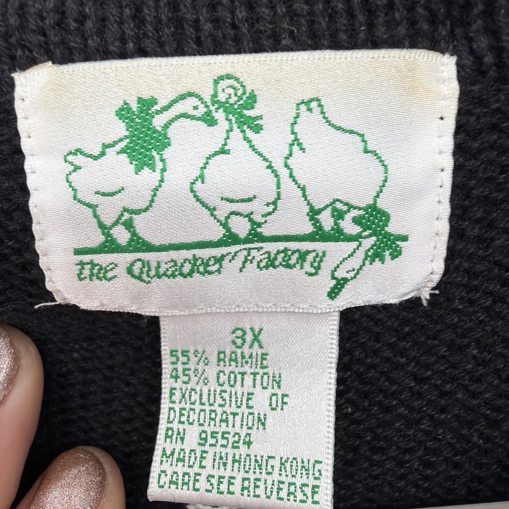 The Quacker Factory Sweater Women's Size 3X Black Pumpkin Candy Corn Halloween - Picture 2 of 8